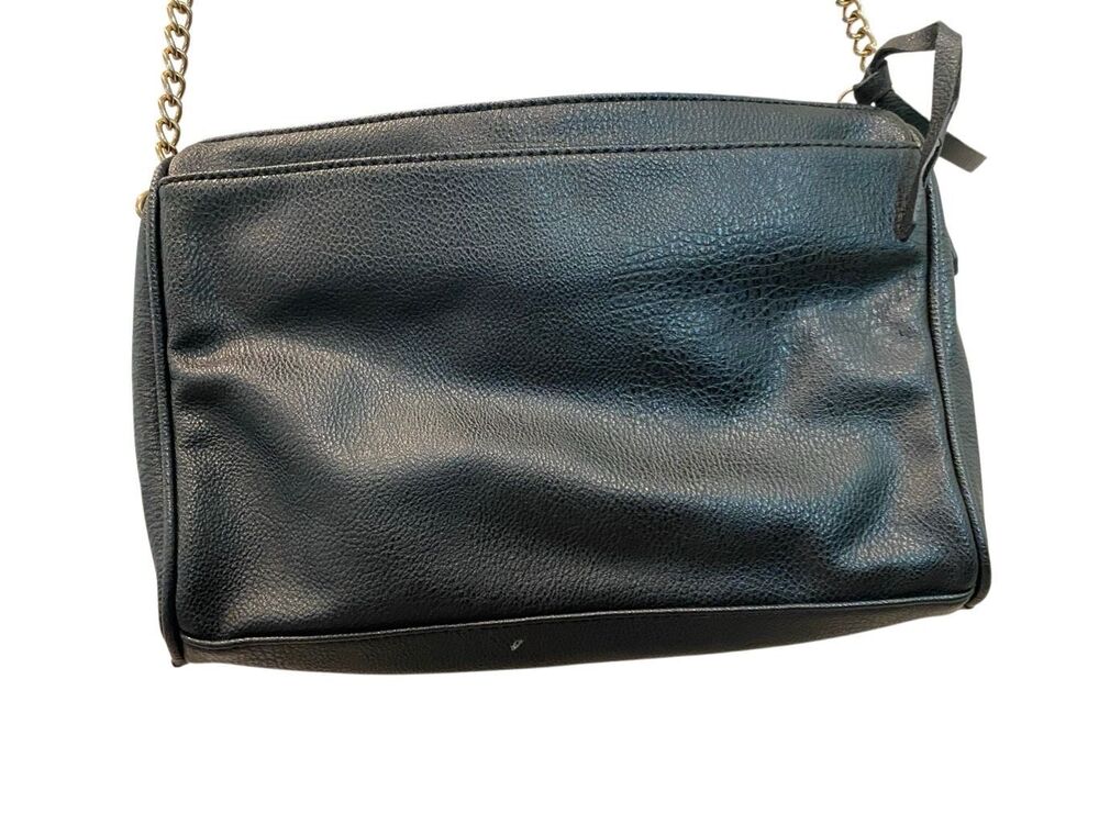 Black Triple Zip Crossbody Bag Gold Chain Strap Everyday Shoulder Purse Travel - Picture 8 of 14